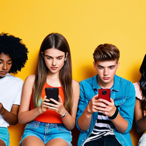 **Target Audience:** A diverse group of young adults (teens to early 20s) looking stylish and engaged while watching a fashion YouTube video on their phones/tablets. Focus on vibrant colors and relatable fashion.