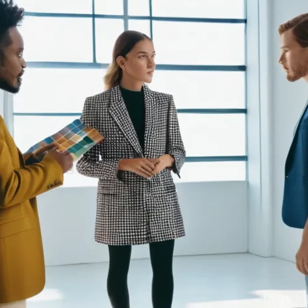 패션 코디네이터의 협력 파트너 선정 기준 - **Prompt 1: Creative Collaboration in a Fashion Studio**
    `A vibrant, high-fashion editorial styl...