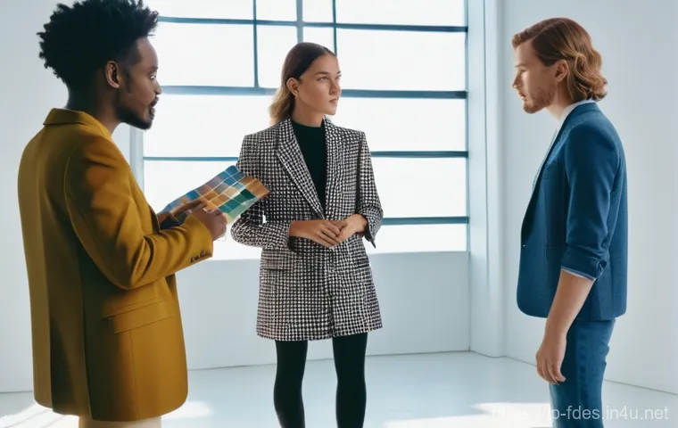 패션 코디네이터의 협력 파트너 선정 기준 - **Prompt 1: Creative Collaboration in a Fashion Studio**
    `A vibrant, high-fashion editorial styl...